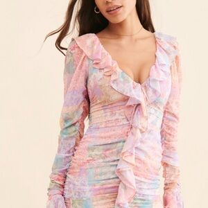 For Love and Lemons Veronica Ruffle Mini Dress